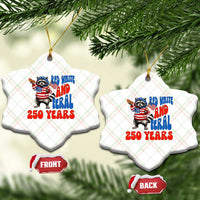 Funny Patriotic Raccoon Ceramic Ornament Red White And Feral 250 Years