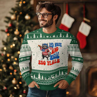 Funny Patriotic Raccoon Ugly Christmas Sweater Red White And Feral 250 Years