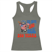 Funny Patriotic Raccoon Racerback Tank Top Red White And Feral 250 Years