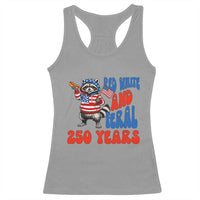 Funny Patriotic Raccoon Racerback Tank Top Red White And Feral 250 Years