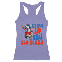 Funny Patriotic Raccoon Racerback Tank Top Red White And Feral 250 Years