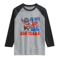 Funny Patriotic Raccoon Raglan Shirt Red White And Feral 250 Years