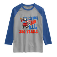 Funny Patriotic Raccoon Raglan Shirt Red White And Feral 250 Years