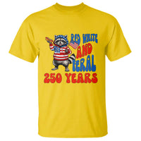 Funny Patriotic Raccoon T Shirt Red White And Feral 250 Years