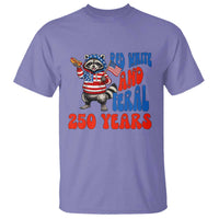 Funny Patriotic Raccoon T Shirt Red White And Feral 250 Years
