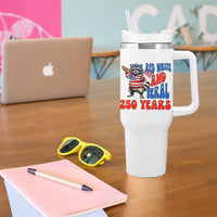 Funny Patriotic Raccoon Tumbler With Handle Red White And Feral 250 Years