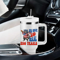 Funny Patriotic Raccoon Tumbler With Handle Red White And Feral 250 Years