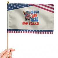 Funny Patriotic Raccoon Patriotic Handheld Flag Red White And Feral 250 Years