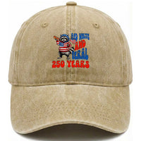 Funny Patriotic Raccoon Washed Cotton Baseball Cap Red White And Feral 250 Years