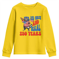 Funny Patriotic Raccoon Youth Sweatshirt Red White And Feral 250 Years