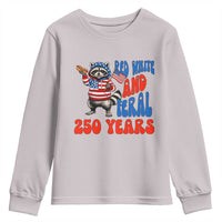 Funny Patriotic Raccoon Youth Sweatshirt Red White And Feral 250 Years