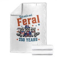 Funny Raccoon Red White And Feral America 250 Throw Blanket