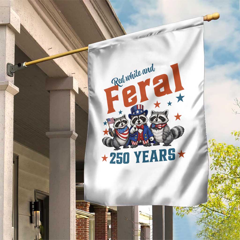 Funny Raccoon Red White And Feral America 250 Garden Flag