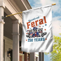 Funny Raccoon Red White And Feral America 250 Garden Flag