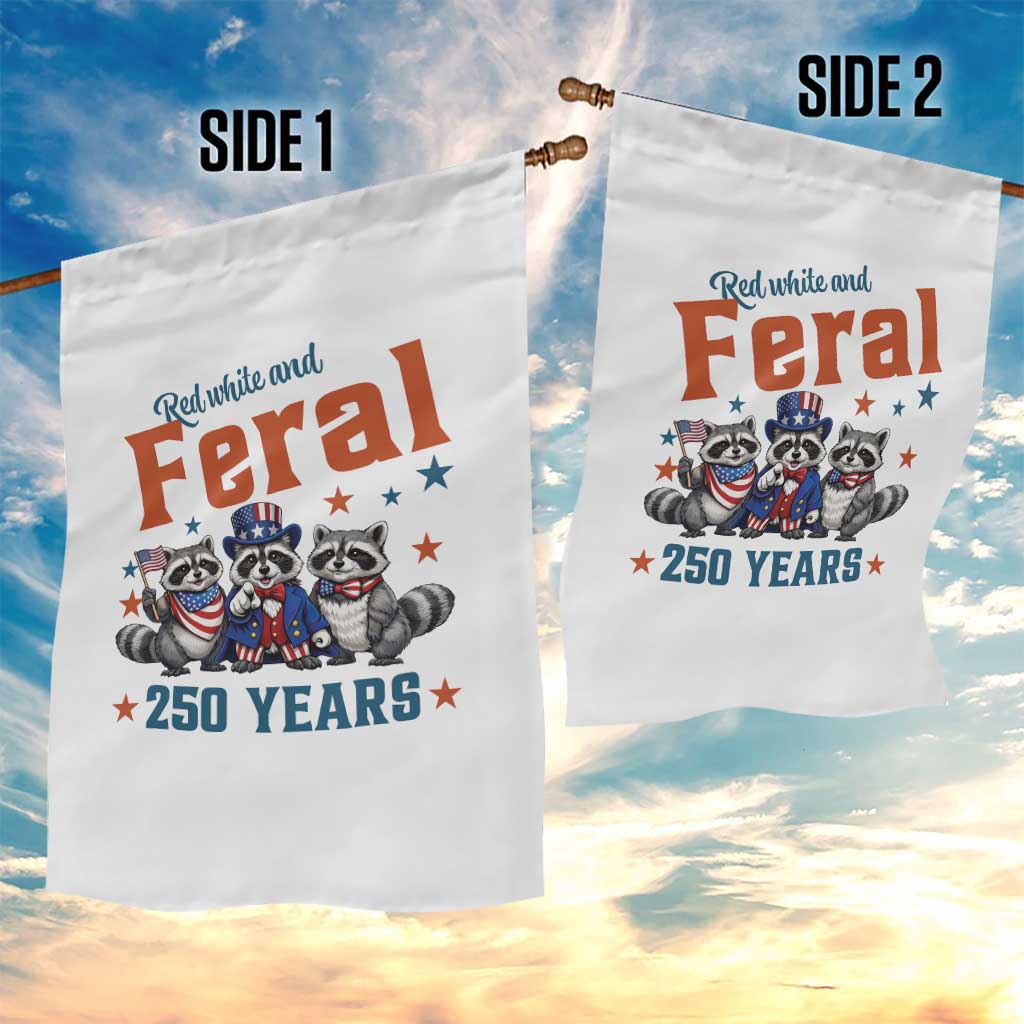 Funny Raccoon Red White And Feral America 250 Garden Flag