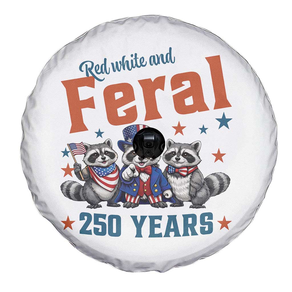 Funny Raccoon Red White And Feral America 250 Spare Tire Cover