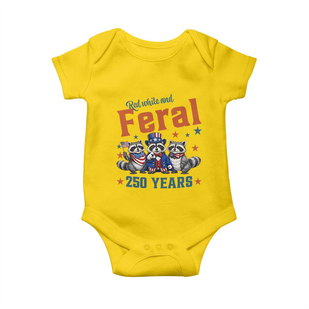 Funny Raccoon Red White And Feral America 250 Baby Onesie