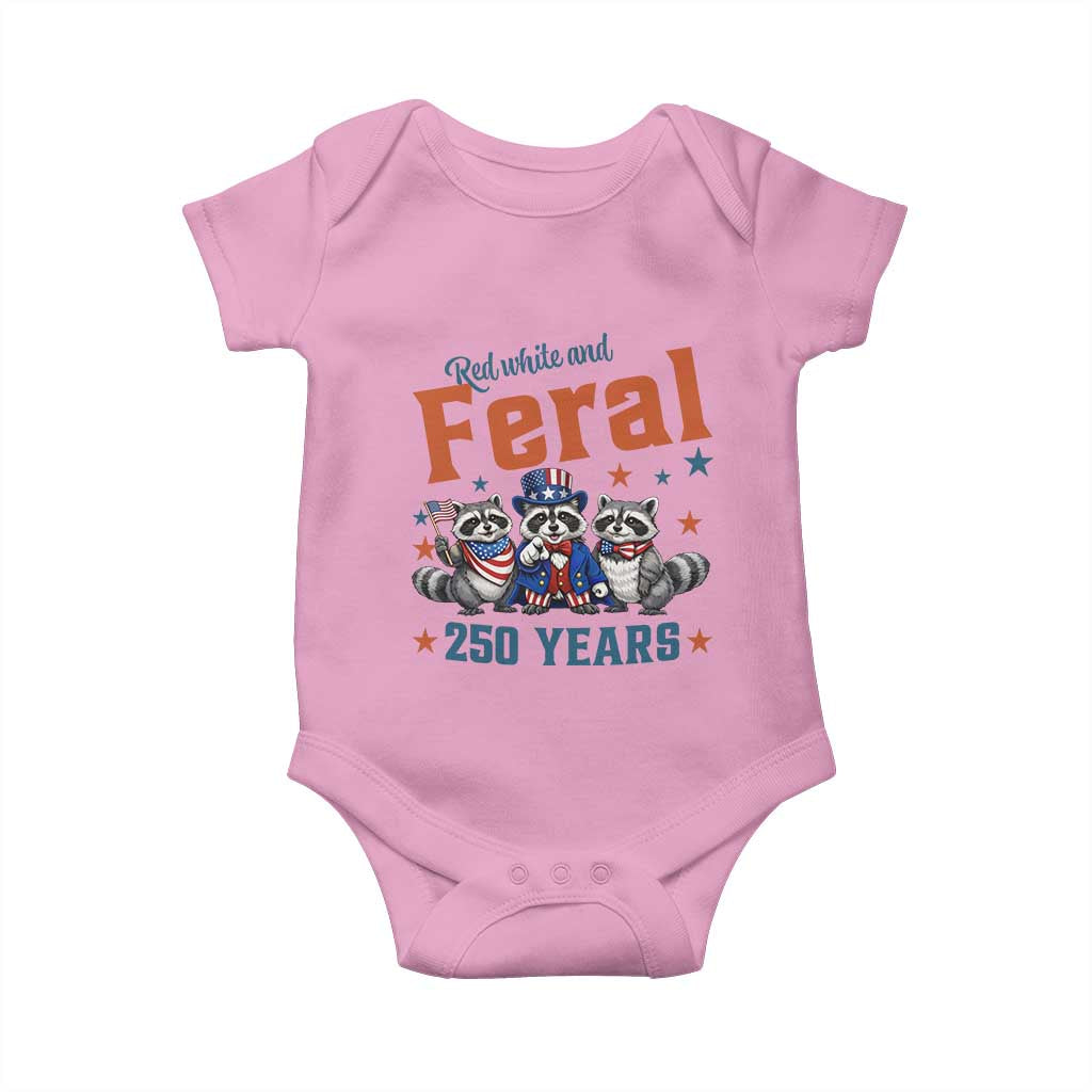 Funny Raccoon Red White And Feral America 250 Baby Onesie