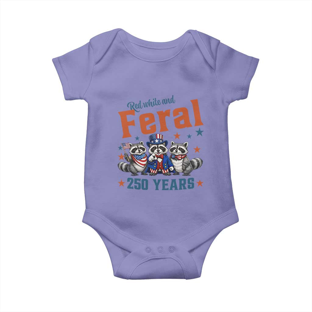 Funny Raccoon Red White And Feral America 250 Baby Onesie