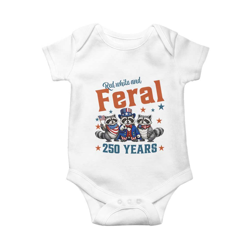 Funny Raccoon Red White And Feral America 250 Baby Onesie
