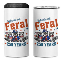 Funny Raccoon Red White And Feral America 250 4 in 1 Can Cooler Tumbler