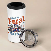 Funny Raccoon Red White And Feral America 250 4 in 1 Can Cooler Tumbler