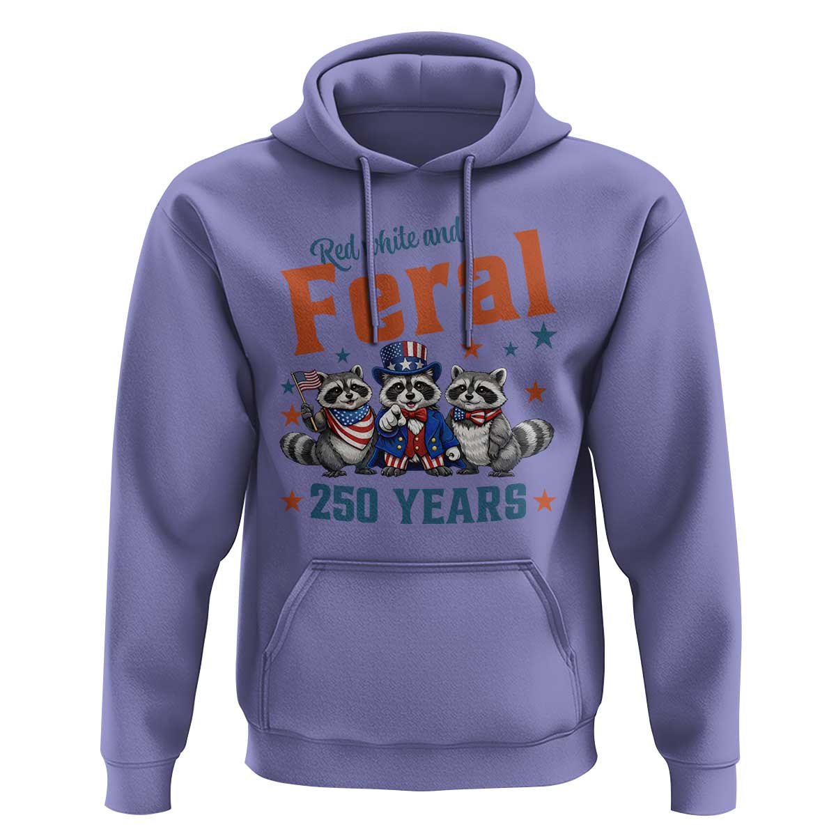 Funny Raccoon Red White And Feral America 250 Hoodie