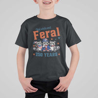 Funny Raccoon Red White And Feral America 250 T Shirt For Kid