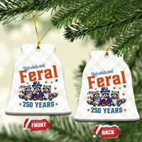 Funny Raccoon Red White And Feral America 250 Ceramic Ornament