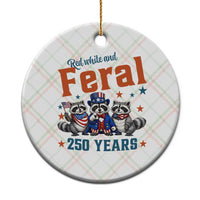 Funny Raccoon Red White And Feral America 250 Ceramic Ornament