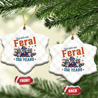 Funny Raccoon Red White And Feral America 250 Ceramic Ornament