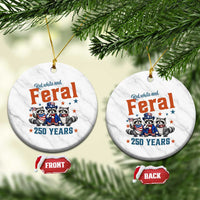 Funny Raccoon Red White And Feral America 250 Ceramic Ornament