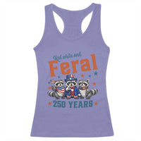 Funny Raccoon Red White And Feral America 250 Racerback Tank Top