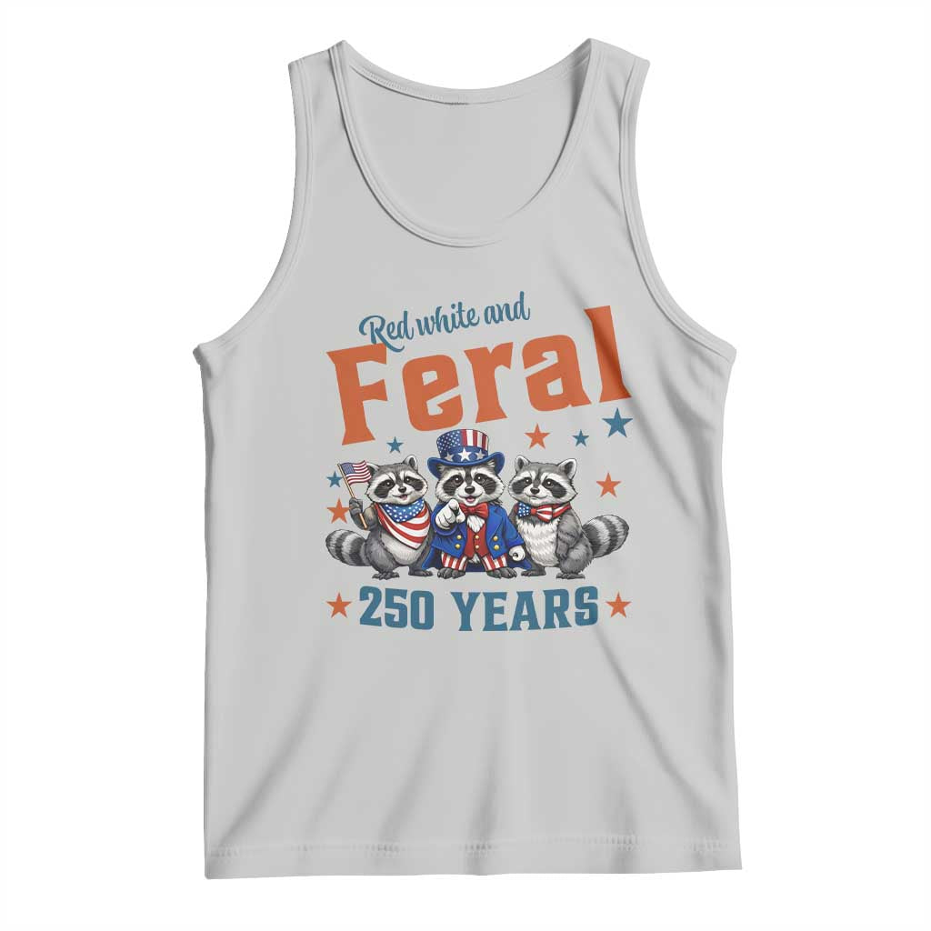 Funny Raccoon Red White And Feral America 250 Tank Top