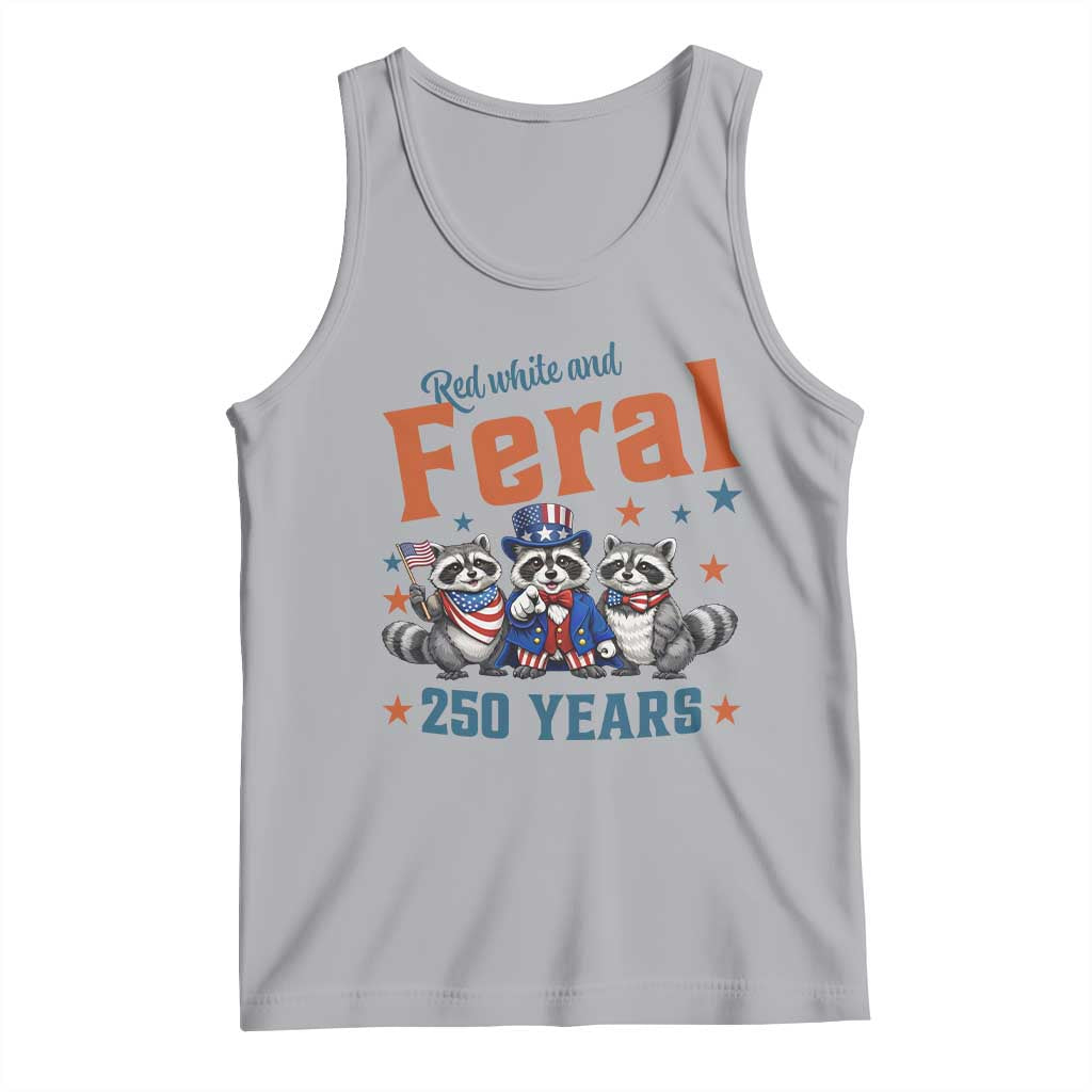 Funny Raccoon Red White And Feral America 250 Tank Top