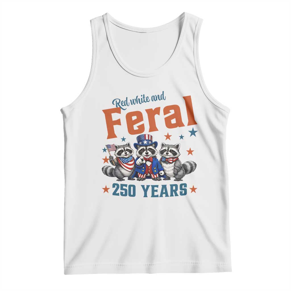 Funny Raccoon Red White And Feral America 250 Tank Top
