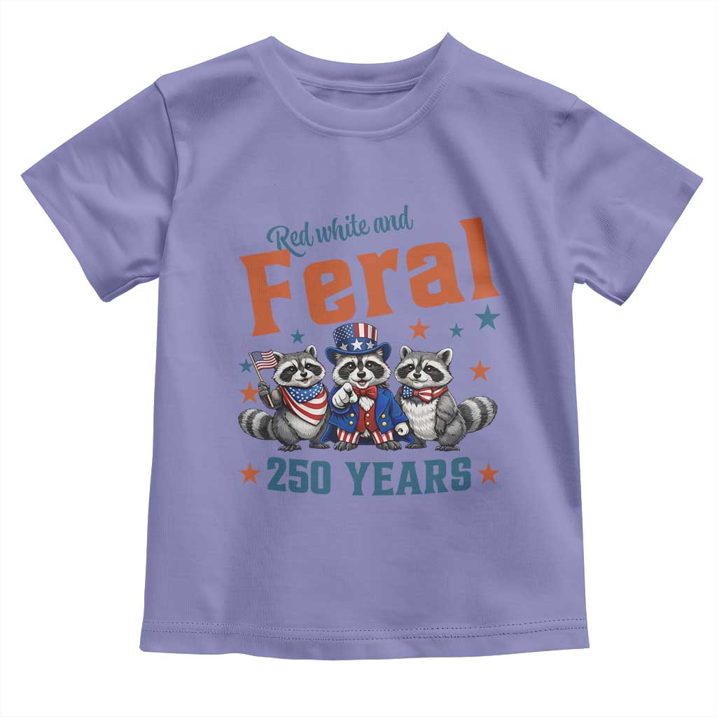 Funny Raccoon Red White And Feral America 250 Toddler T Shirt