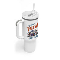 Funny Raccoon Red White And Feral America 250 Tumbler With Handle