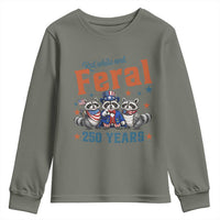 Funny Raccoon Red White And Feral America 250 Youth Sweatshirt