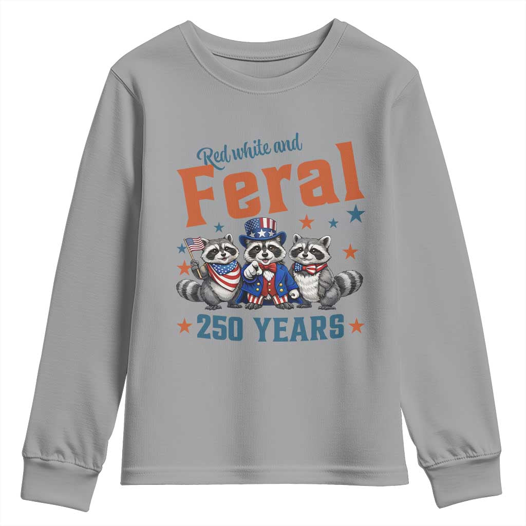Funny Raccoon Red White And Feral America 250 Youth Sweatshirt
