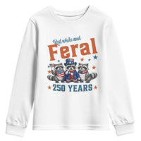 Funny Raccoon Red White And Feral America 250 Youth Sweatshirt