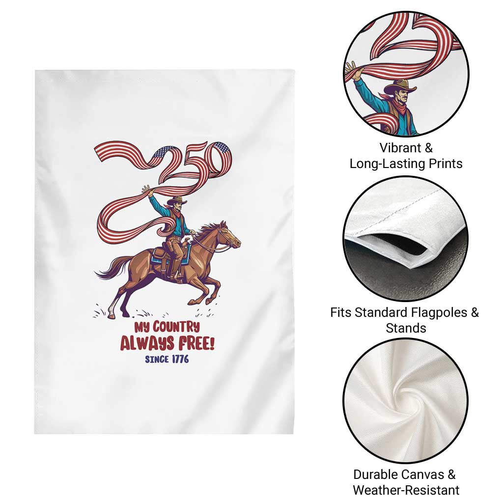 Funny Patriotic Cowboy Garden Flag My Country Always Free USA Pride
