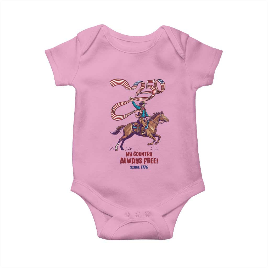 Funny Patriotic Cowboy Baby Onesie My Country Always Free USA Pride