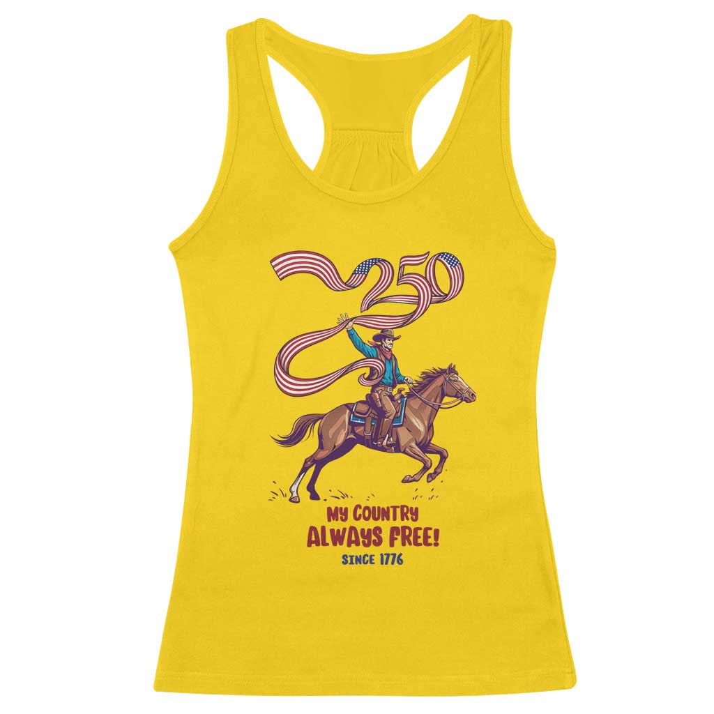 Funny Patriotic Cowboy Racerback Tank Top My Country Always Free USA Pride