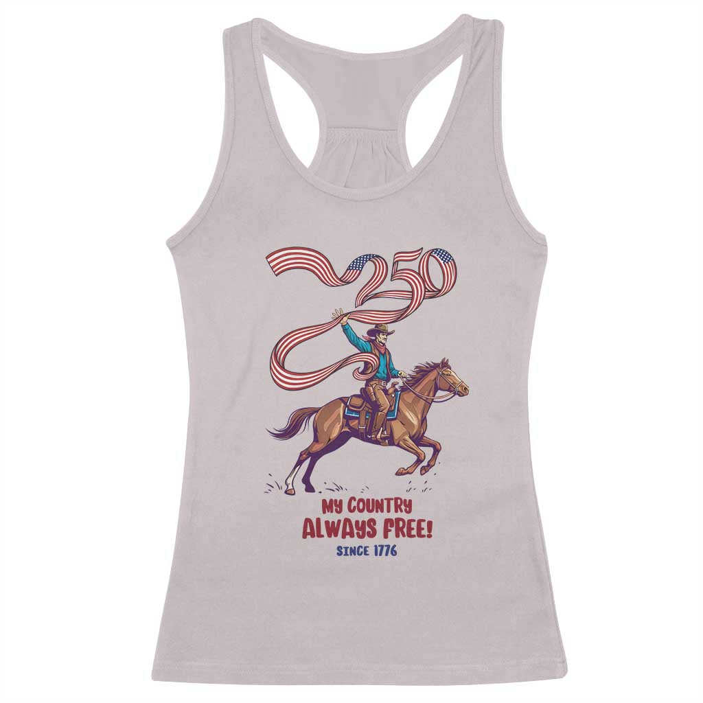 Funny Patriotic Cowboy Racerback Tank Top My Country Always Free USA Pride