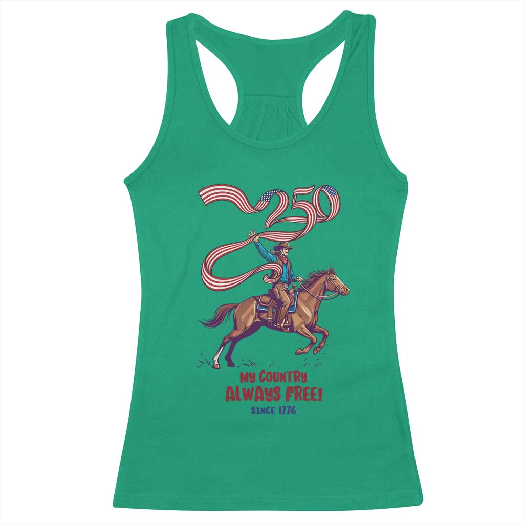 Funny Patriotic Cowboy Racerback Tank Top My Country Always Free USA Pride