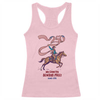 Funny Patriotic Cowboy Racerback Tank Top My Country Always Free USA Pride