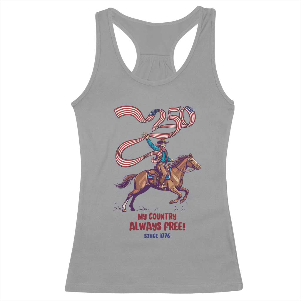 Funny Patriotic Cowboy Racerback Tank Top My Country Always Free USA Pride