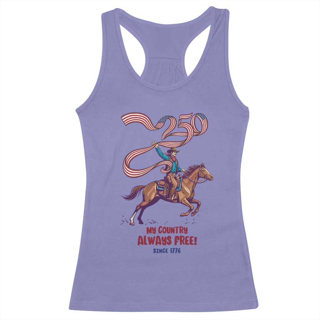 Funny Patriotic Cowboy Racerback Tank Top My Country Always Free USA Pride