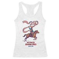 Funny Patriotic Cowboy Racerback Tank Top My Country Always Free USA Pride